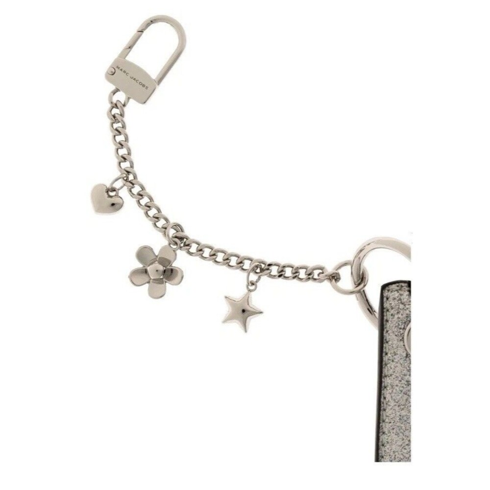 Authentic New Marc Jacobs Silver Glitter Leather Charm Wallet - Picture 5 of 6